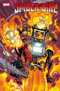 Comic book cover featuring Spider-Girl and Ghost Rider with fiery background