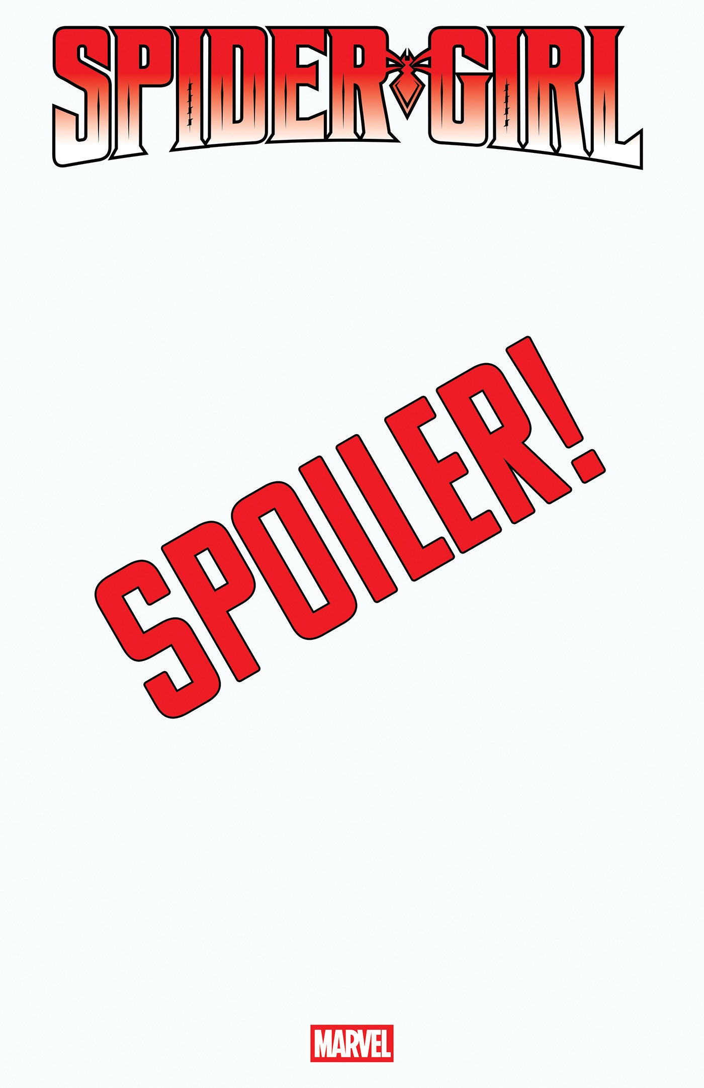 Comic book cover with 'Spider-Girl' and 'Spoiler!' text on a white background