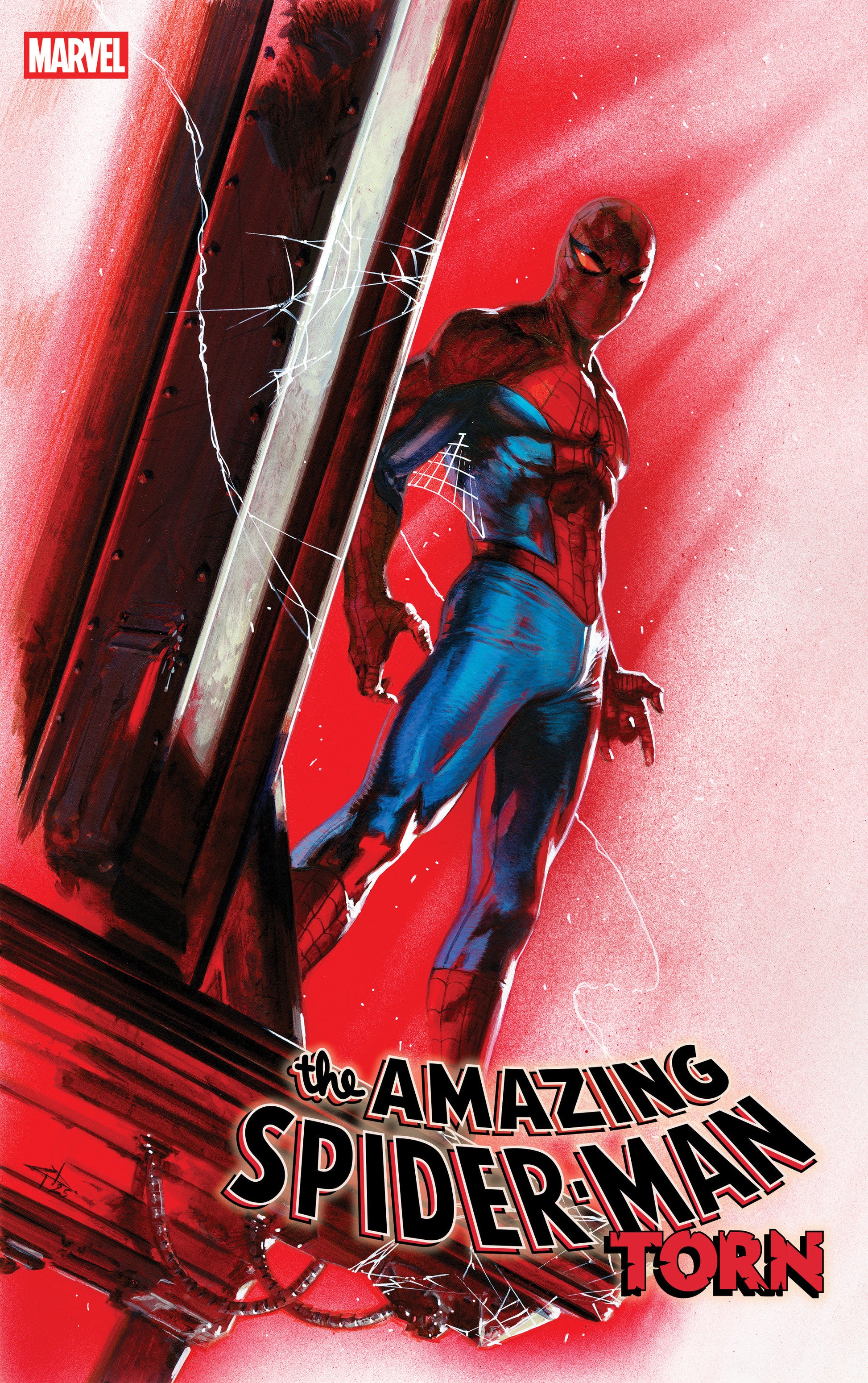 Comic book cover featuring Spider-Man in a dynamic pose with red and black background