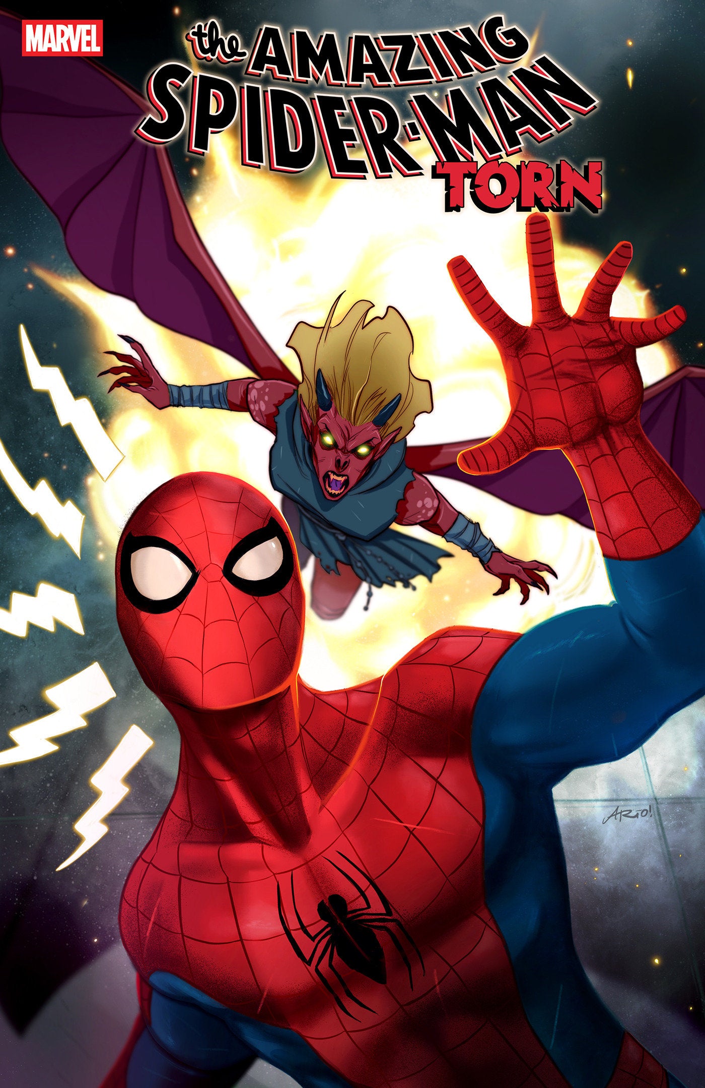 Comic book cover featuring Spider-Man and a creature with the title 'The Amazing Spider-Man: Torn'.