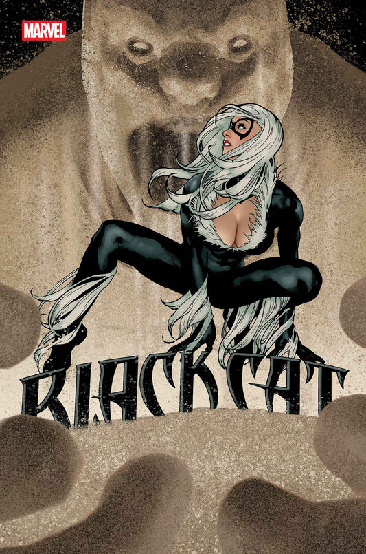 Comic book cover featuring a superheroine in a black outfit with white hair, standing in front of a large bear. Marvel logo visible.