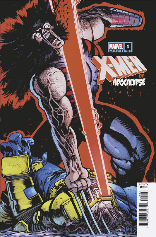 Comic book cover featuring X-Men with a dark and intense background