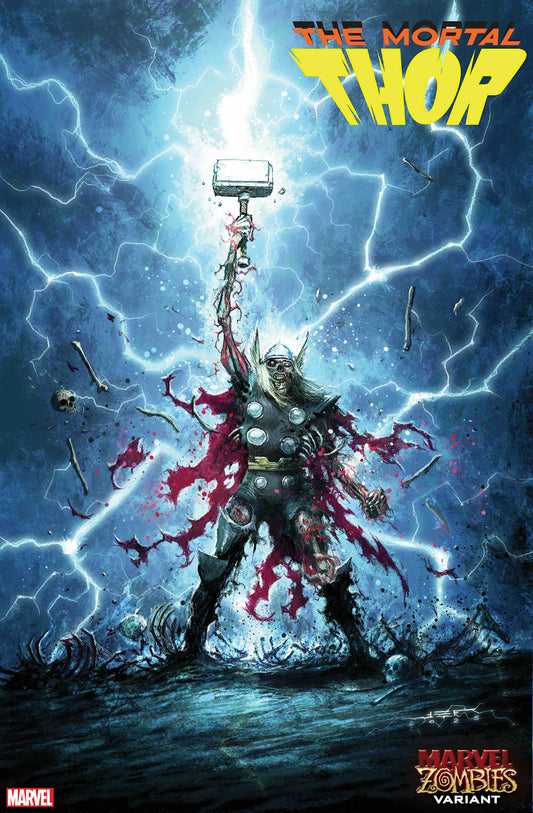 Comic book cover featuring Thor in a dynamic pose with lightning effects