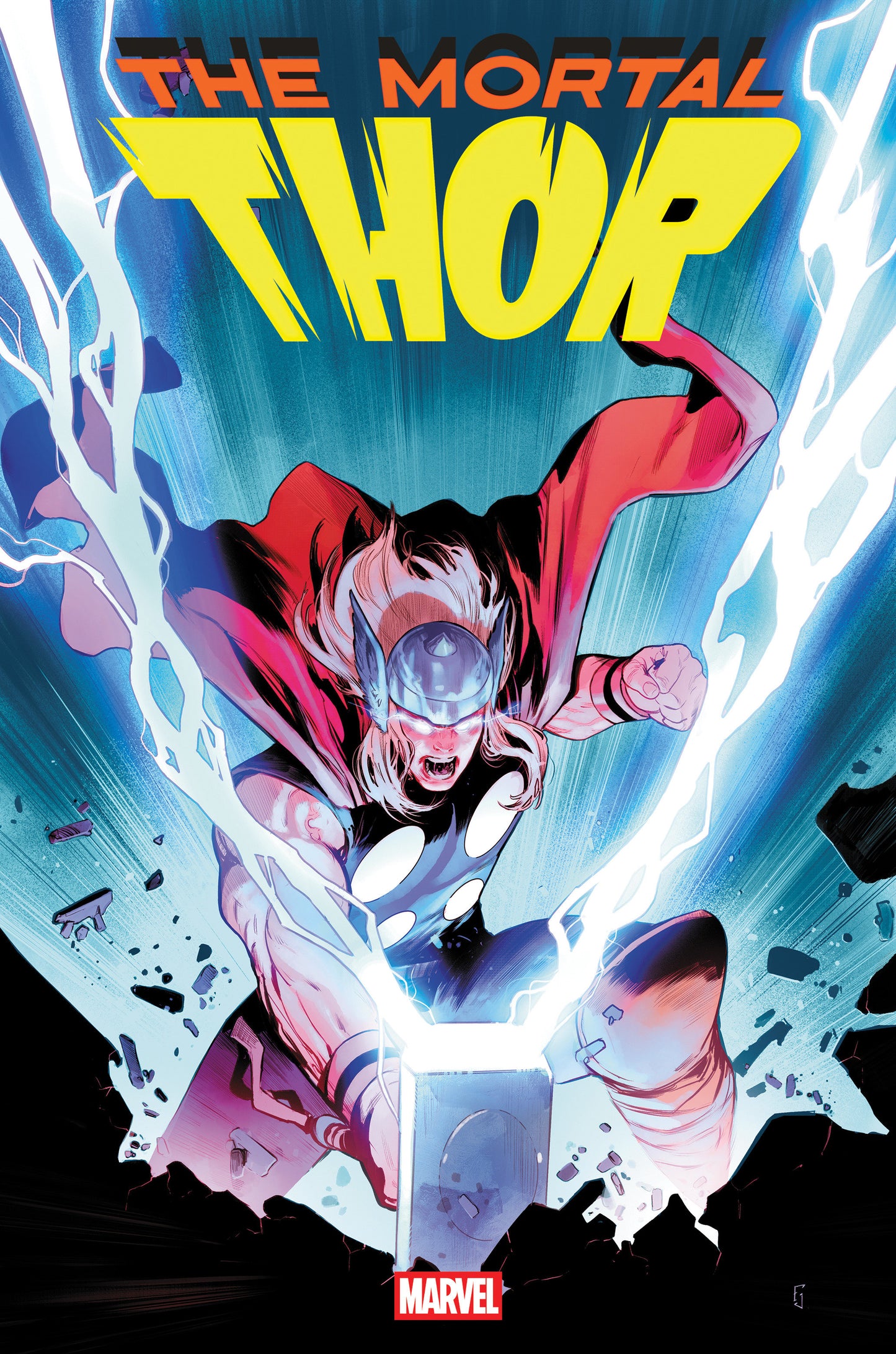 Comic book cover of 'The Mortal Thor' with a superhero in a dynamic pose.