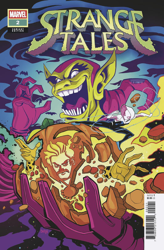 Comic book cover of 'Strange Tales' featuring a colorful and dynamic illustration.