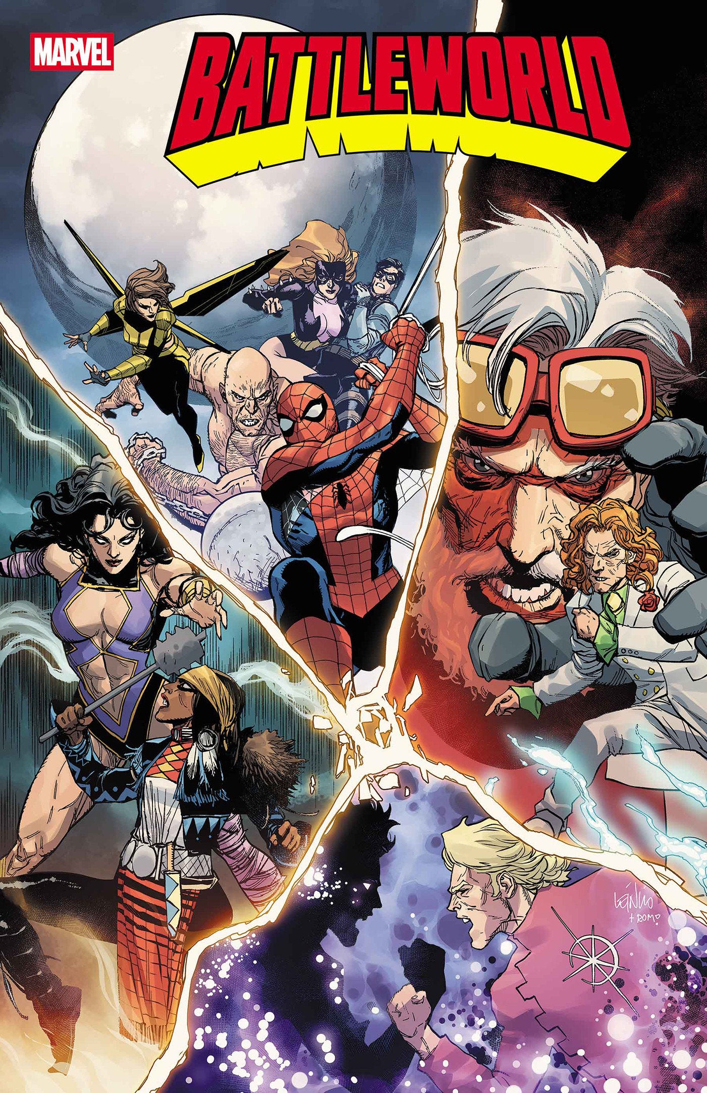 Comic book cover featuring Marvel characters with 'Battleworld' title