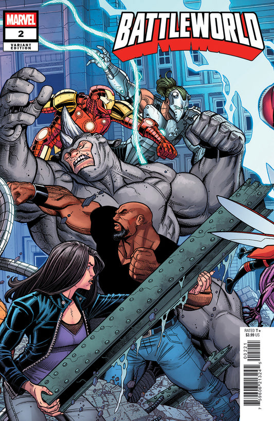 Comic book cover featuring superhero characters with 'Marvel' logo and 'Battleworld' title.