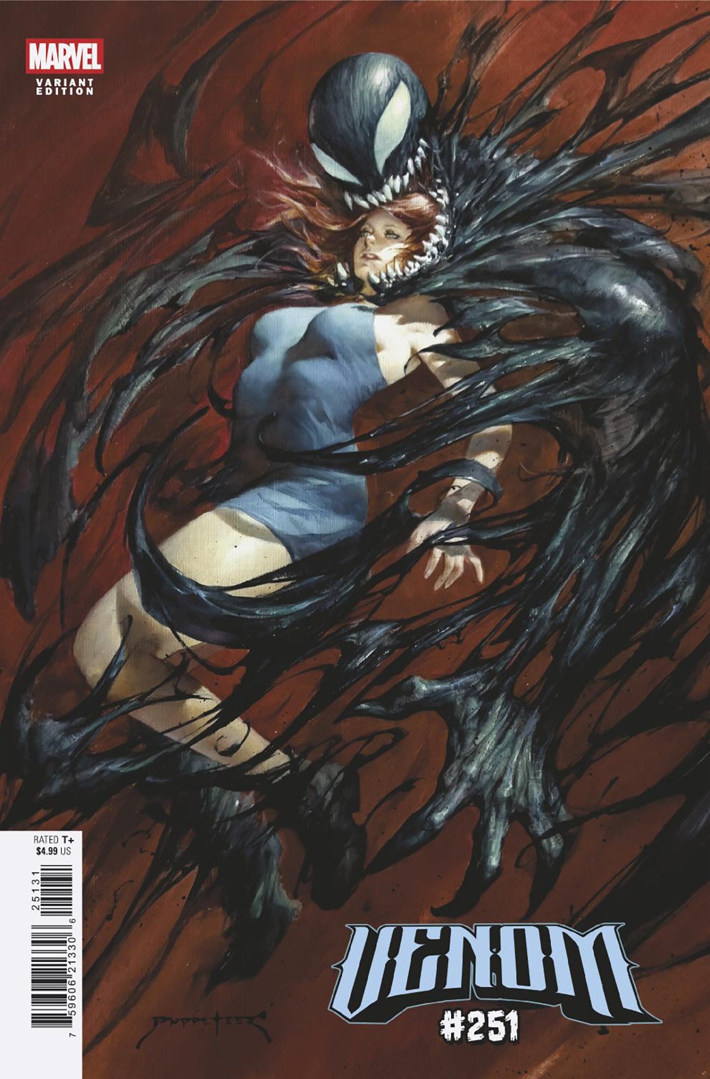 Comic book cover featuring Venom with a dark background