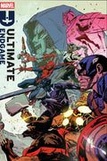 Comic book cover featuring Marvel characters in a battle scene with 'Ultimate Endgame' text.