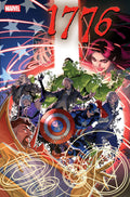 Comic book cover featuring Marvel characters with '1776' text and American flag elements.
