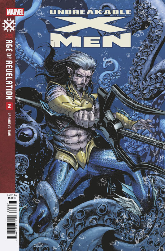 Comic book cover of 'Unbreakable X-Men' featuring a character on a motorcycle with a blue and gray color scheme.