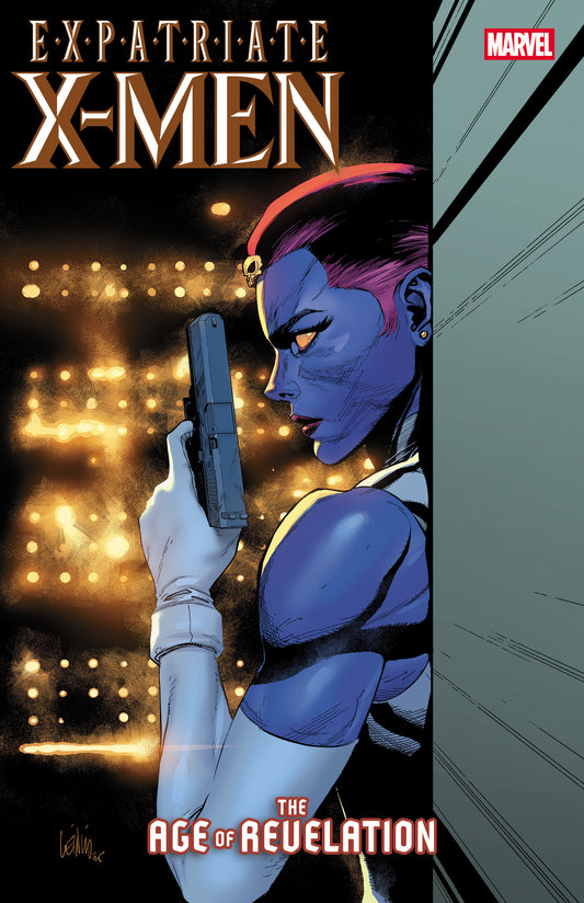Comic book cover featuring a character from 'Ex-Patriate X-Men' with a gun, Marvel logo visible