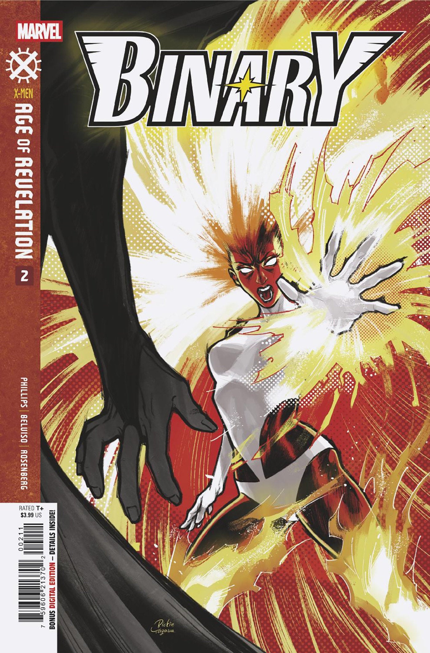 Comic book cover of 'Binary' with a superhero in a dynamic pose.