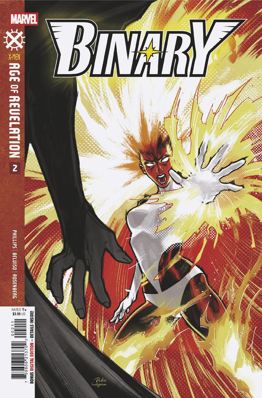 Comic book cover of 'Binary' with a superhero in a dynamic pose.