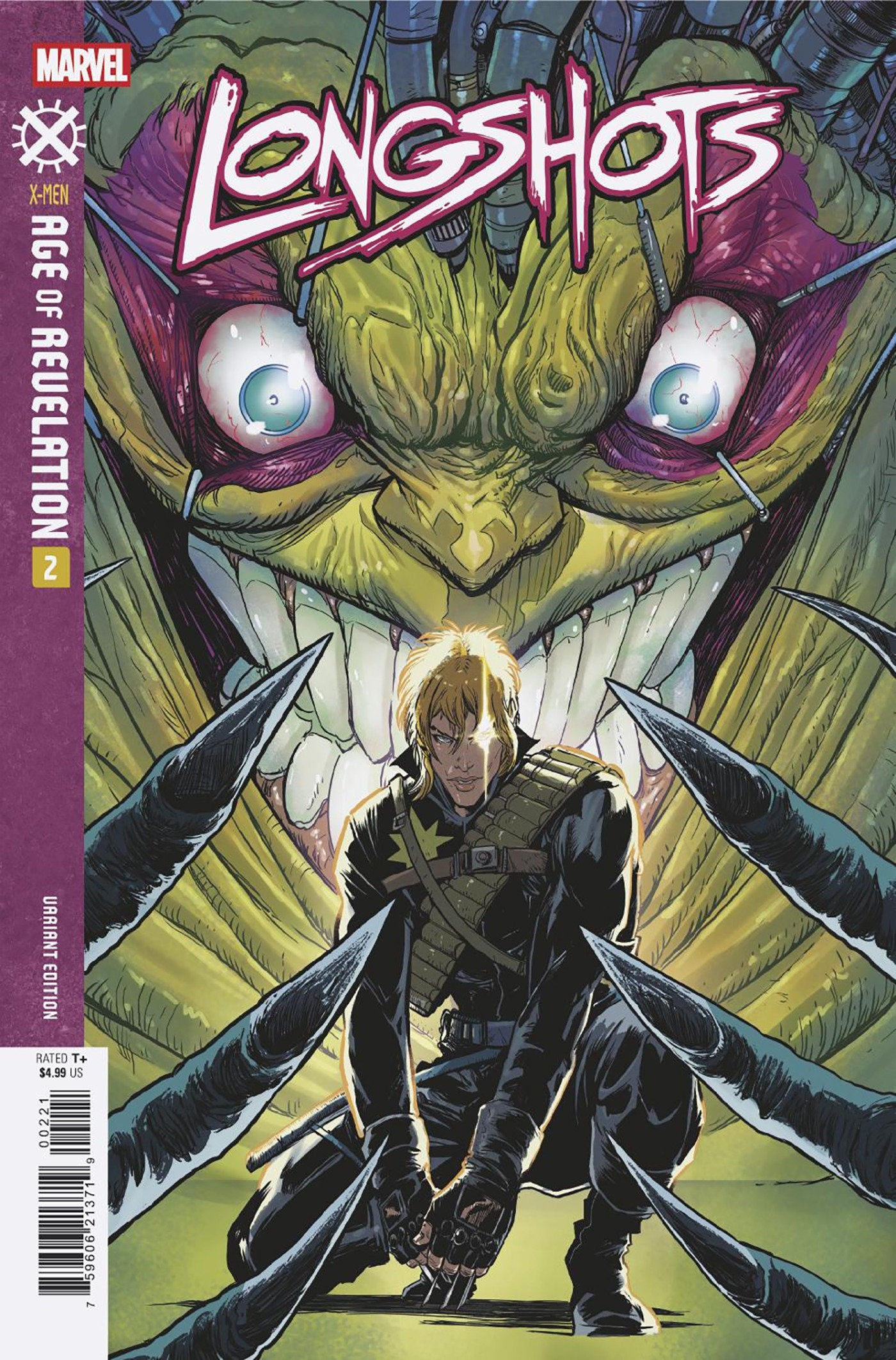 Comic book cover featuring a character in front of a large, menacing creature with 'Longshots' title.