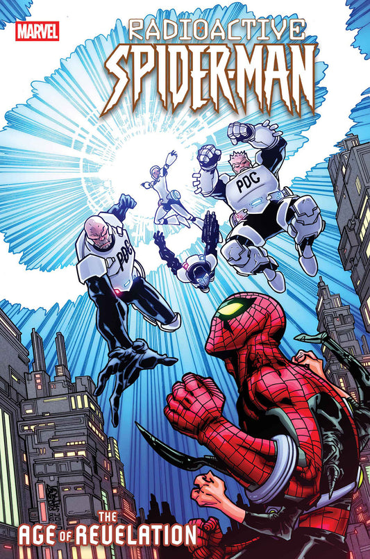 Comic book cover featuring Spider-Man and villains with Marvel logo