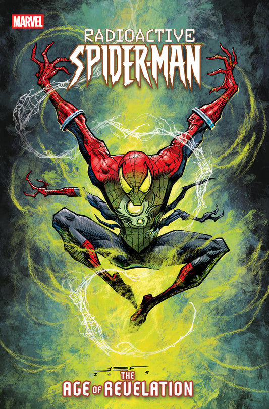 Comic book cover featuring Spider-Man with a dynamic pose on a dark background