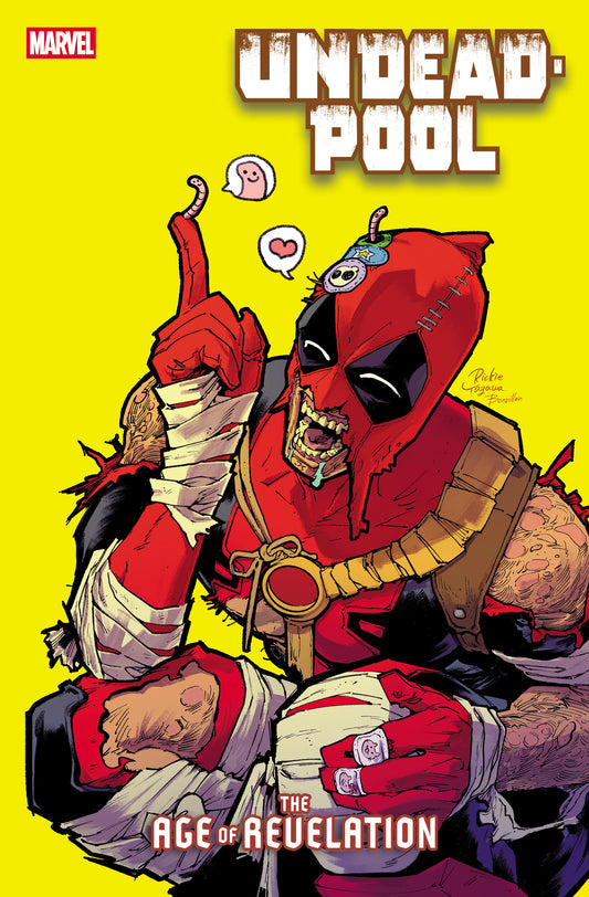 Comic book cover featuring a character in a red and black costume with a yellow background