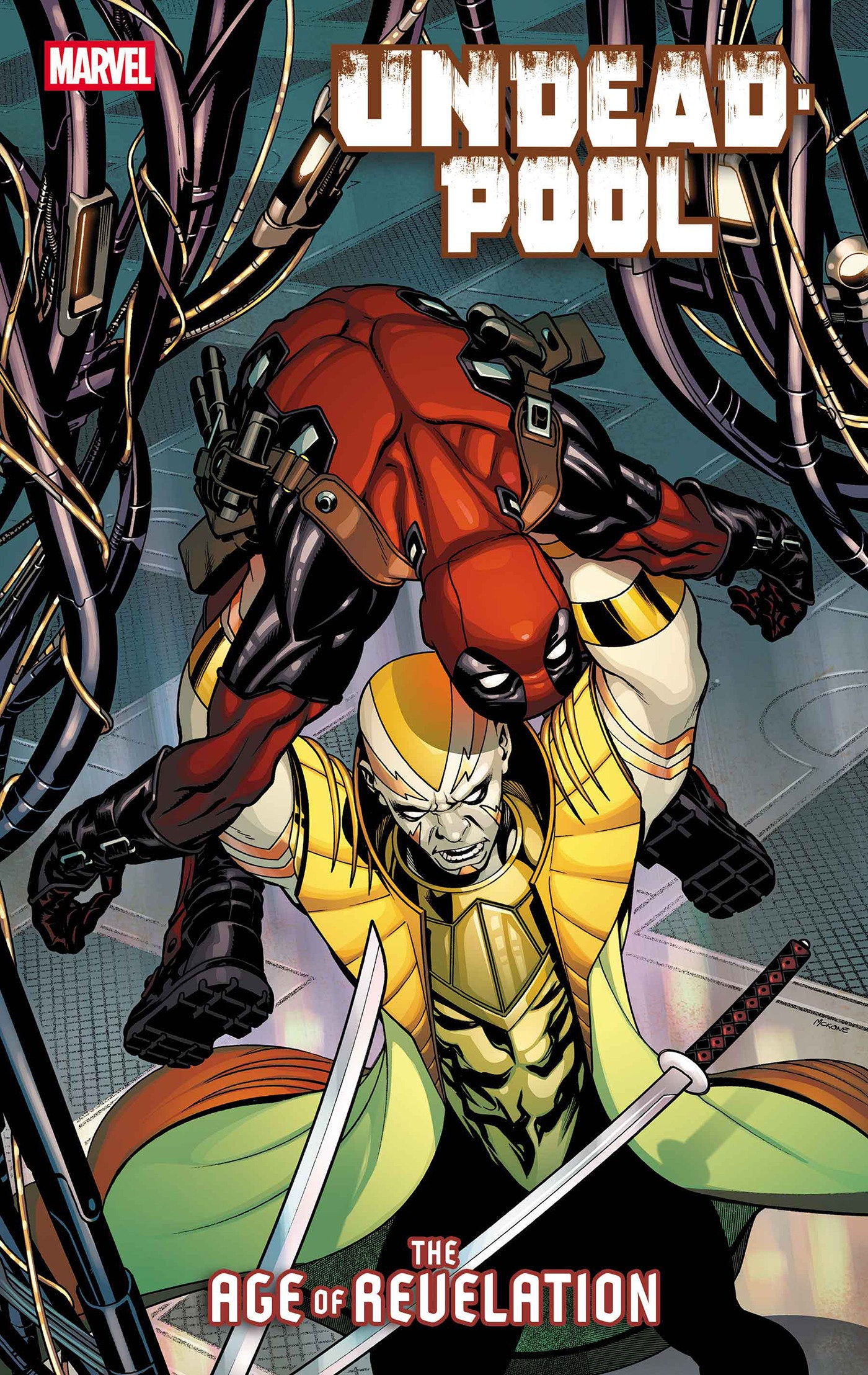 Comic book cover featuring two characters in superhero costumes with 'Marvel' logo.