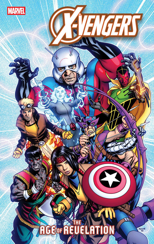 Cover of 'X-Vengers: Age of Revelation' featuring superhero characters with Marvel logo.