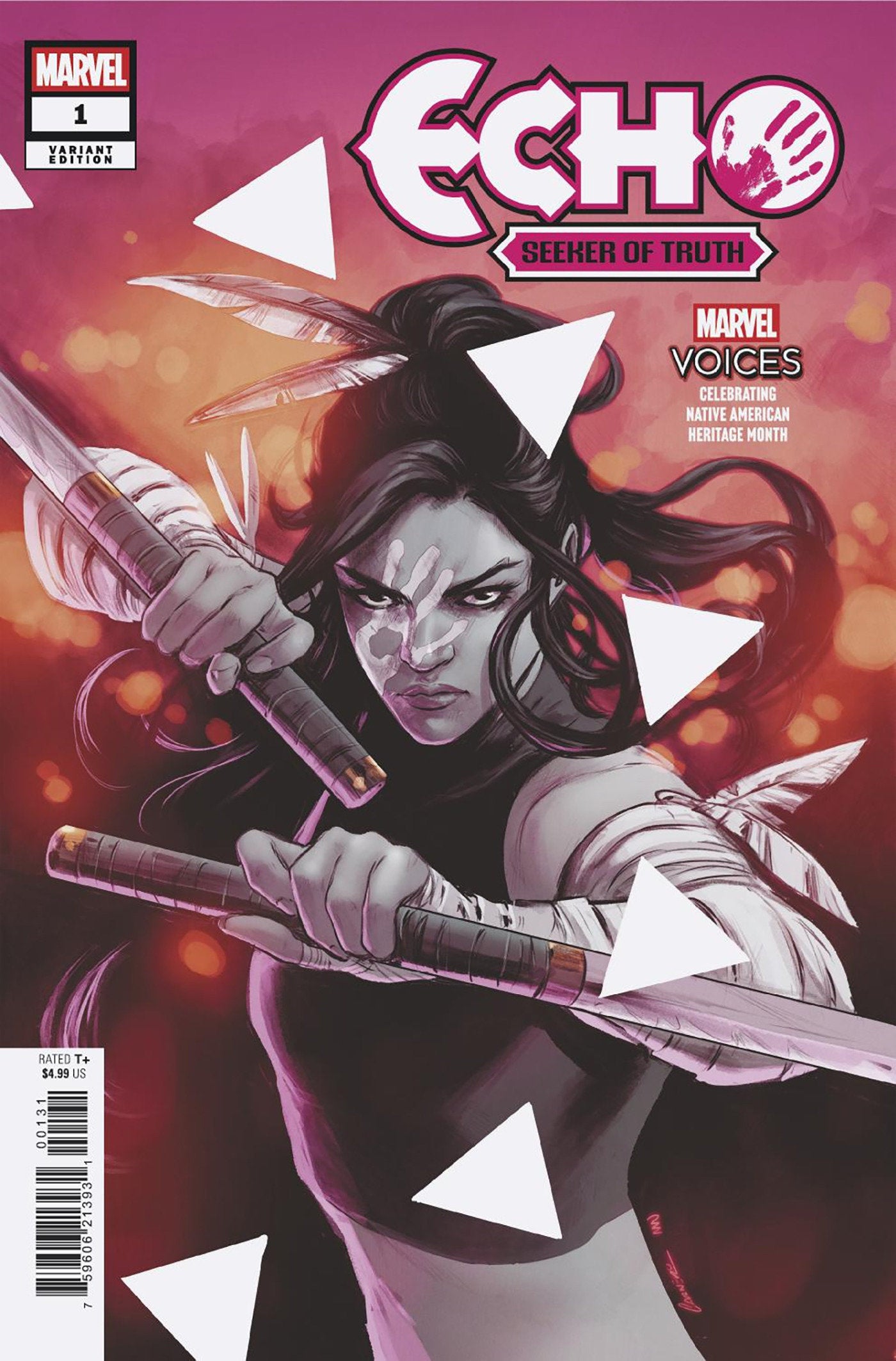 Comic book cover featuring a character holding weapons with a stylized 'Echo' title.