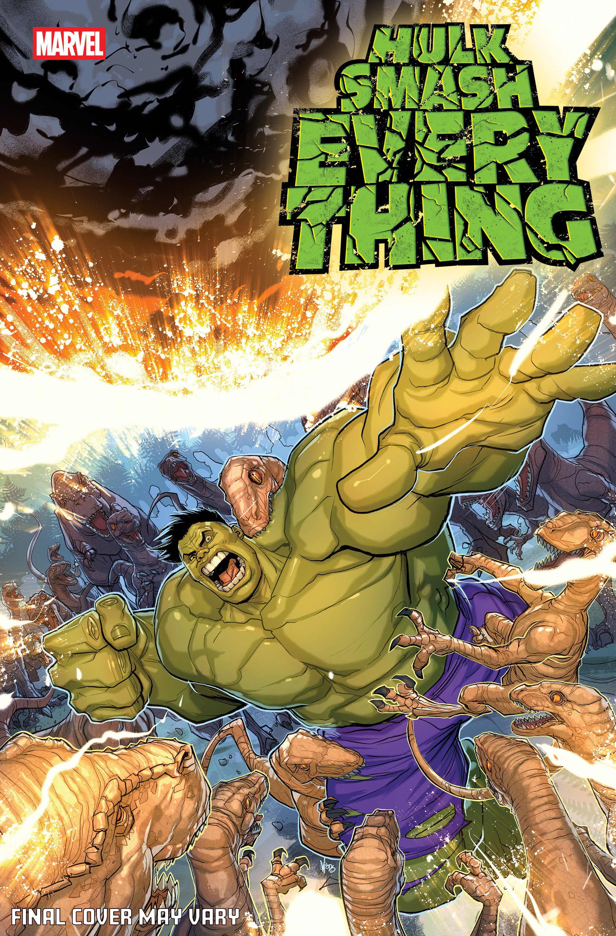 Comic book cover featuring the Hulk smashing through a wall with 'Marvel' logo above.