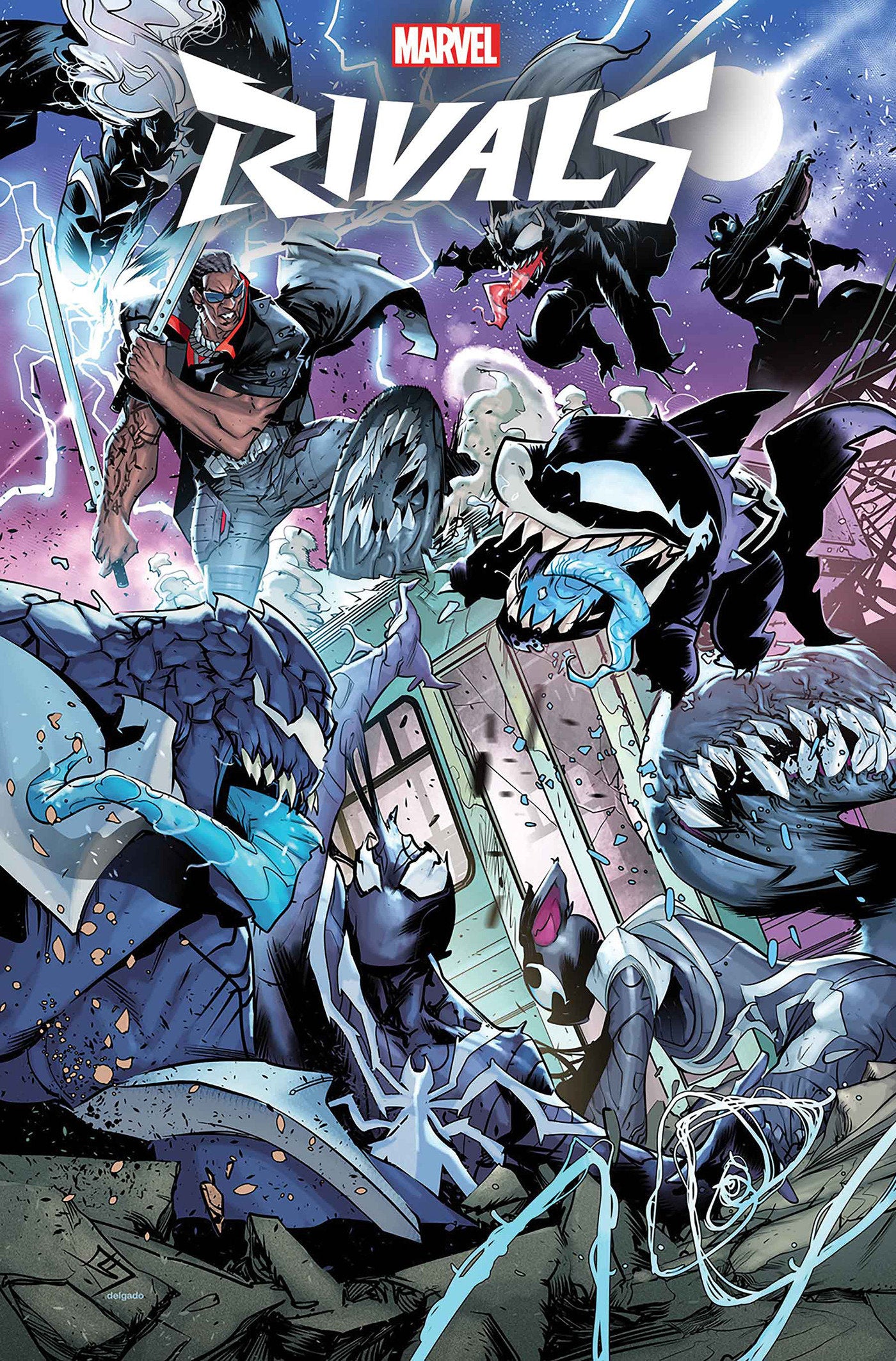 Comic book cover featuring Marvel characters in action with 'Marvel Rivals' title.
