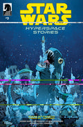 Comic book cover of 'Star Wars: Hyperspace Stories' with a creature and cityscape in space.