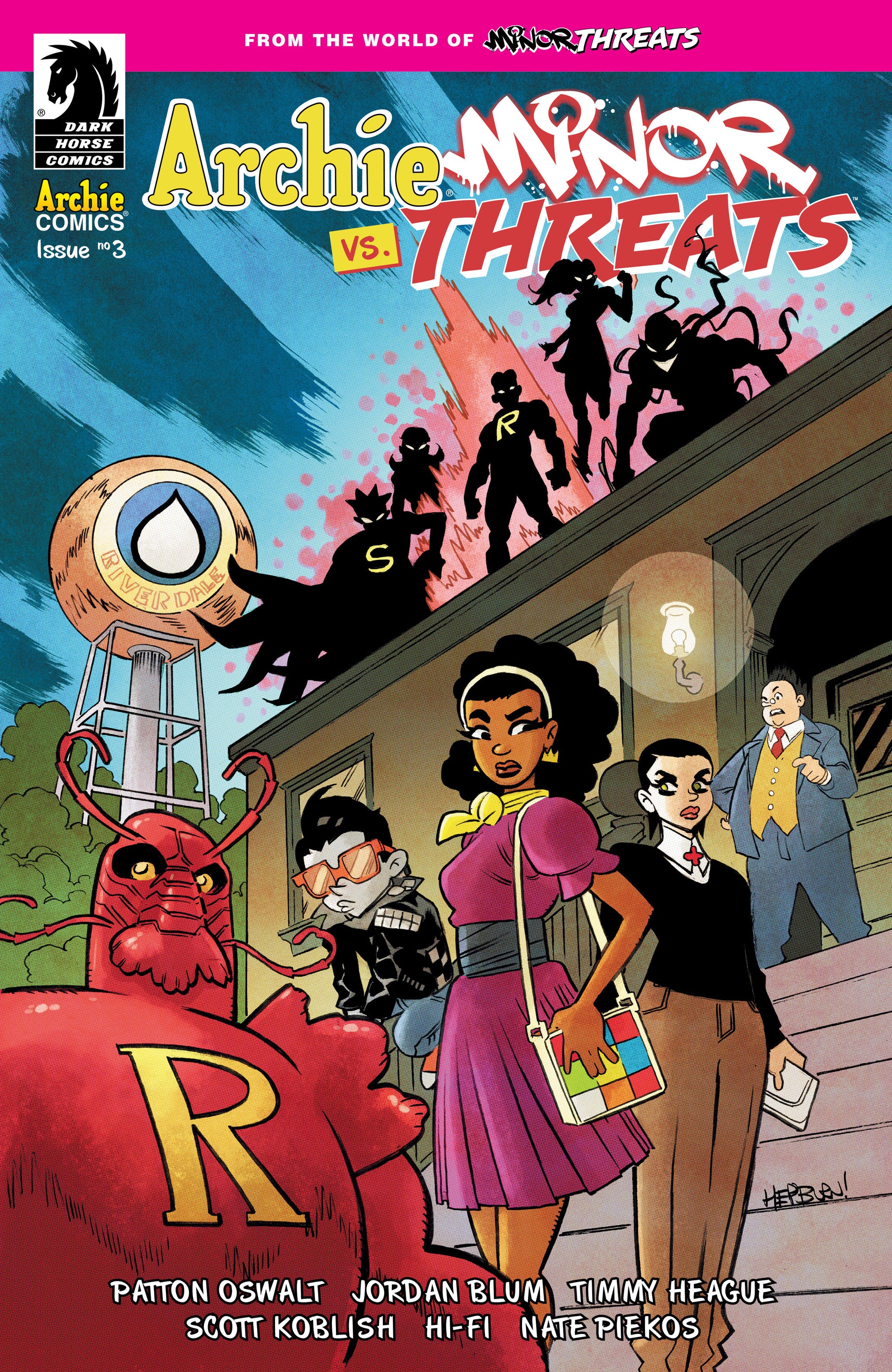 Comic book cover featuring Archie and Minor Threats with a pink border