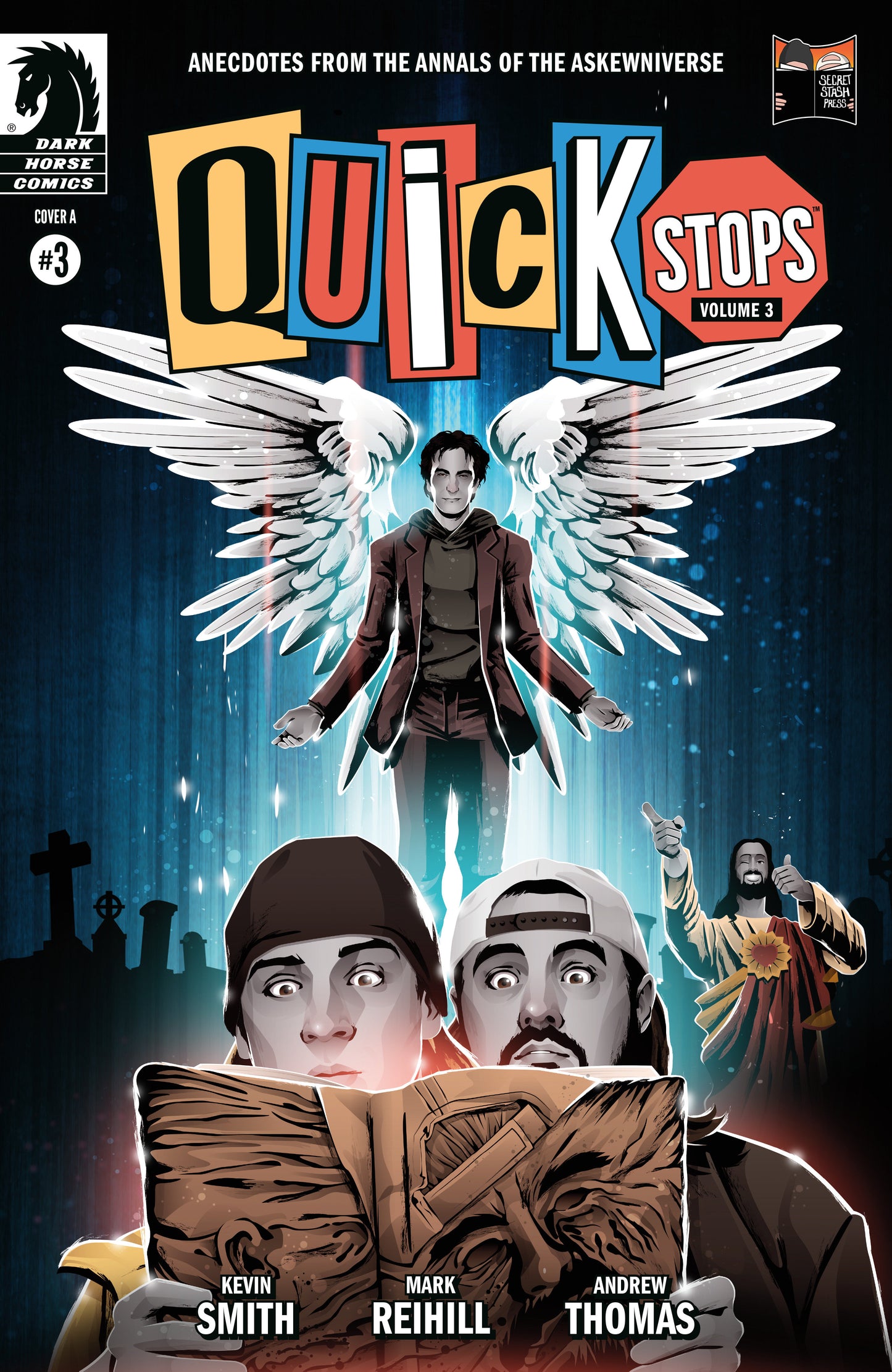 Comic book cover of 'Quickstops Volume 3' with characters and text
