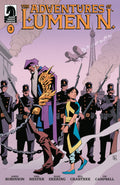 Comic book cover titled 'The Adventures of Lumen N.' with characters in a historical setting.