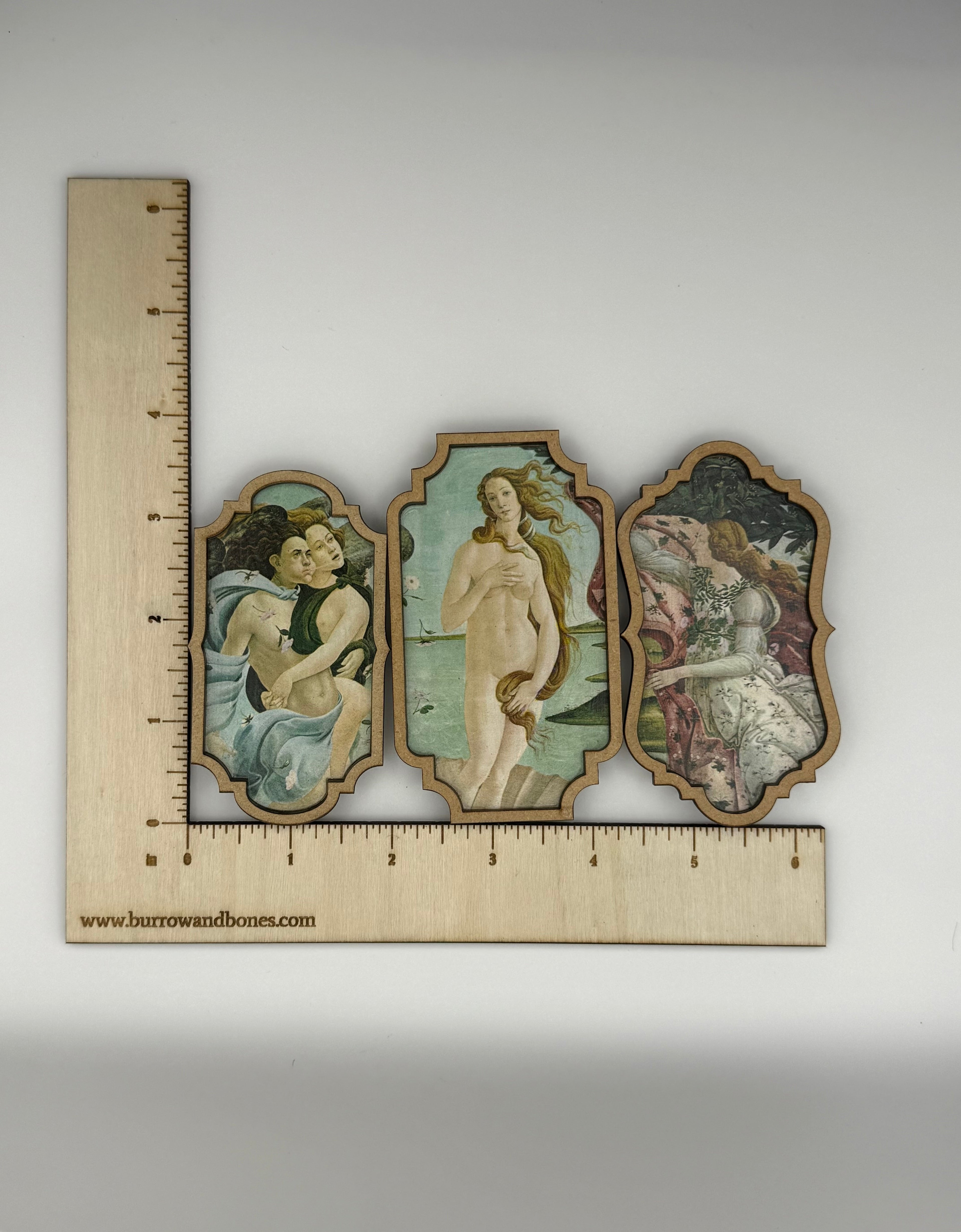 Renaissance Art Wooden Magnet Set of 3