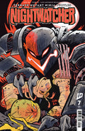 Comic book cover of Teenage Mutant Ninja Turtles Nightwatcher with character in helmet and mask.