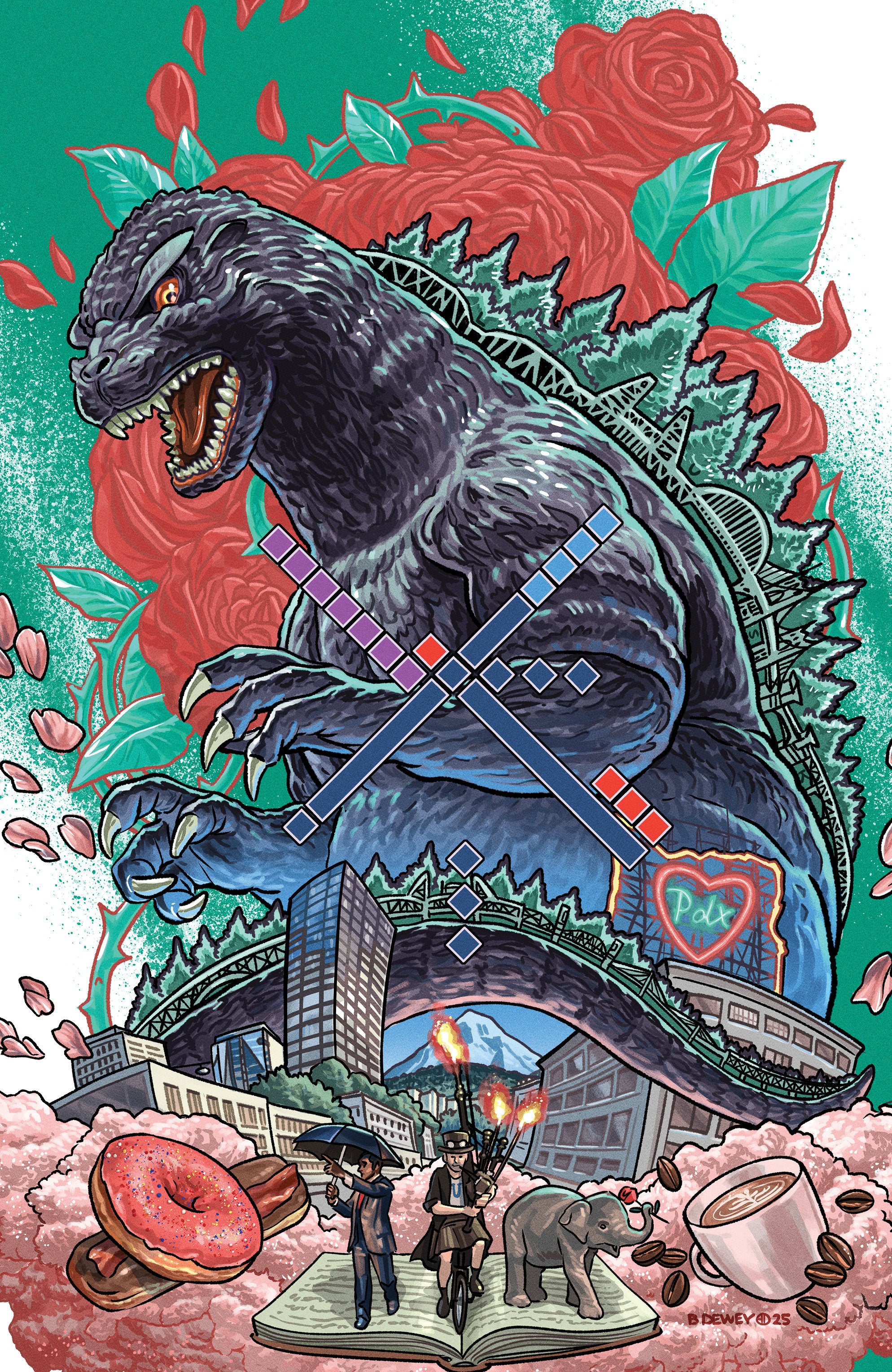 Godzilla vs. America: Portland Variant Ri (25) (Dewey Full Art)