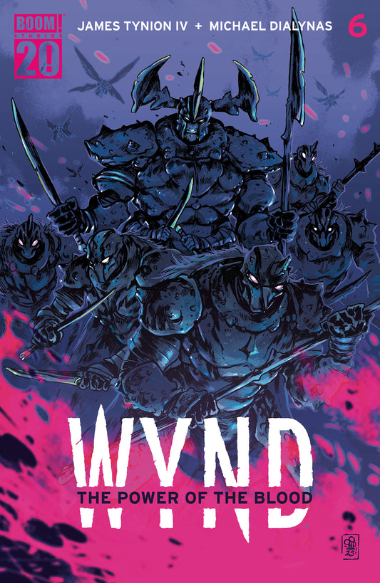 Comic book cover featuring armored figures with a dark and intense design.