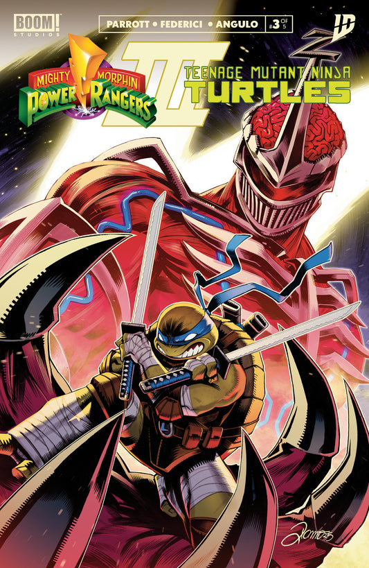 Comic book cover featuring Power Rangers and Teenage Mutant Ninja Turtles characters.