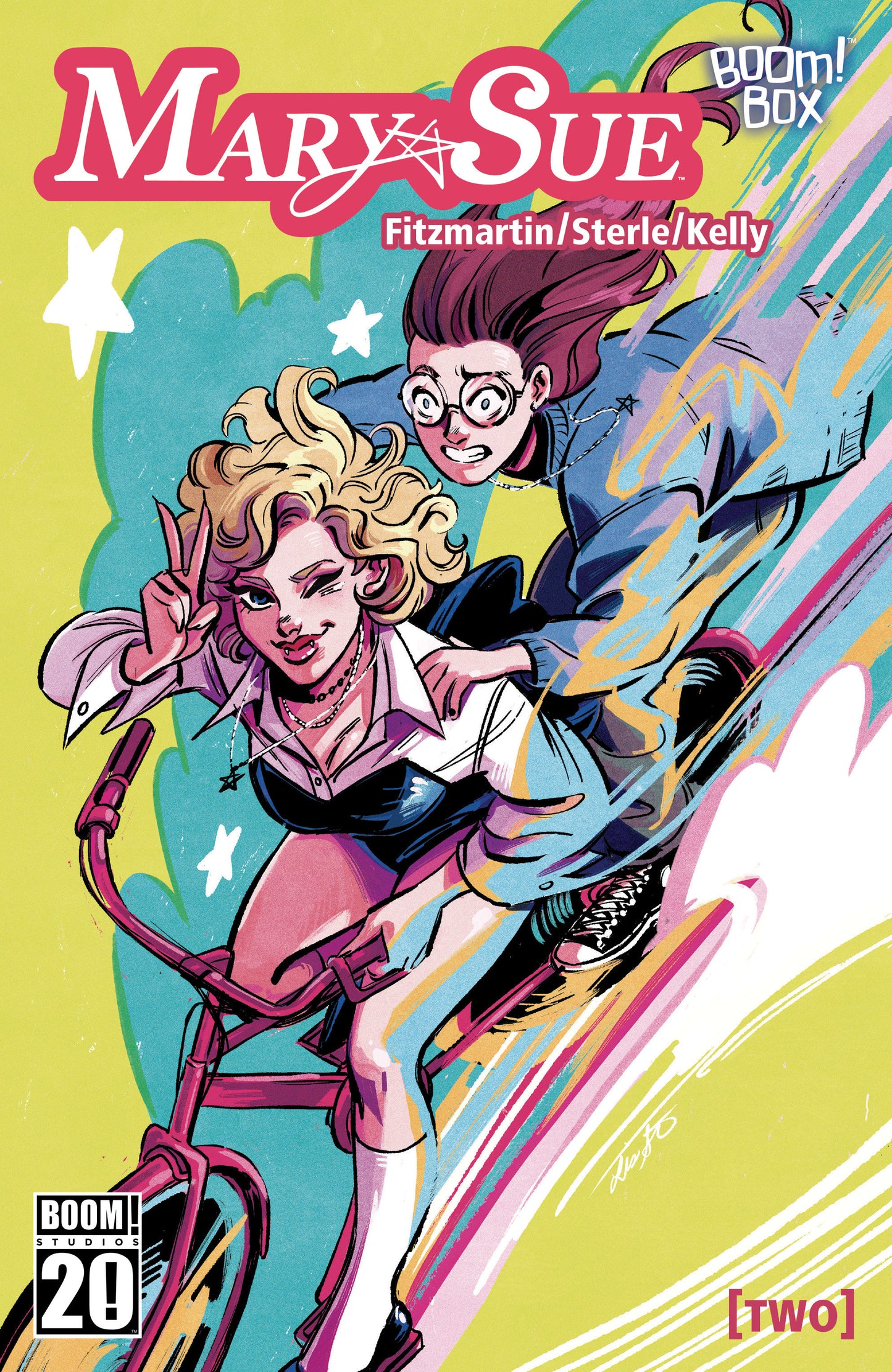 Comic book cover of 'Mary Sue' with two characters on a colorful background