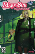 Comic book cover titled 'Mary Sue' with a character in a green suit and another in a yellow shirt.