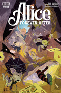 Comic book cover of 'Alice Forever After' with characters in a chaotic scene.