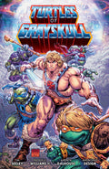Comic book cover featuring characters from 'Turtles of Grayskull' with a fantasy theme.