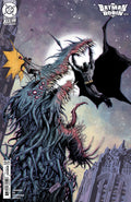 Comic book cover featuring a superhero and a monstrous creature with a cityscape background