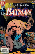 Comic book cover of Batman with a large pumpkin and various characters in the background