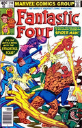 Comic book cover featuring Fantastic Four with Spider-Man, Marvel Comics Group logo.