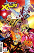 Comic book cover featuring characters from 'Inglorious X-Force' with vibrant colors and dynamic poses.