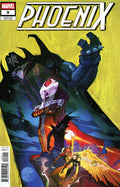 Comic book cover featuring a character in a dark outfit with a glowing red eye, against a yellow background.