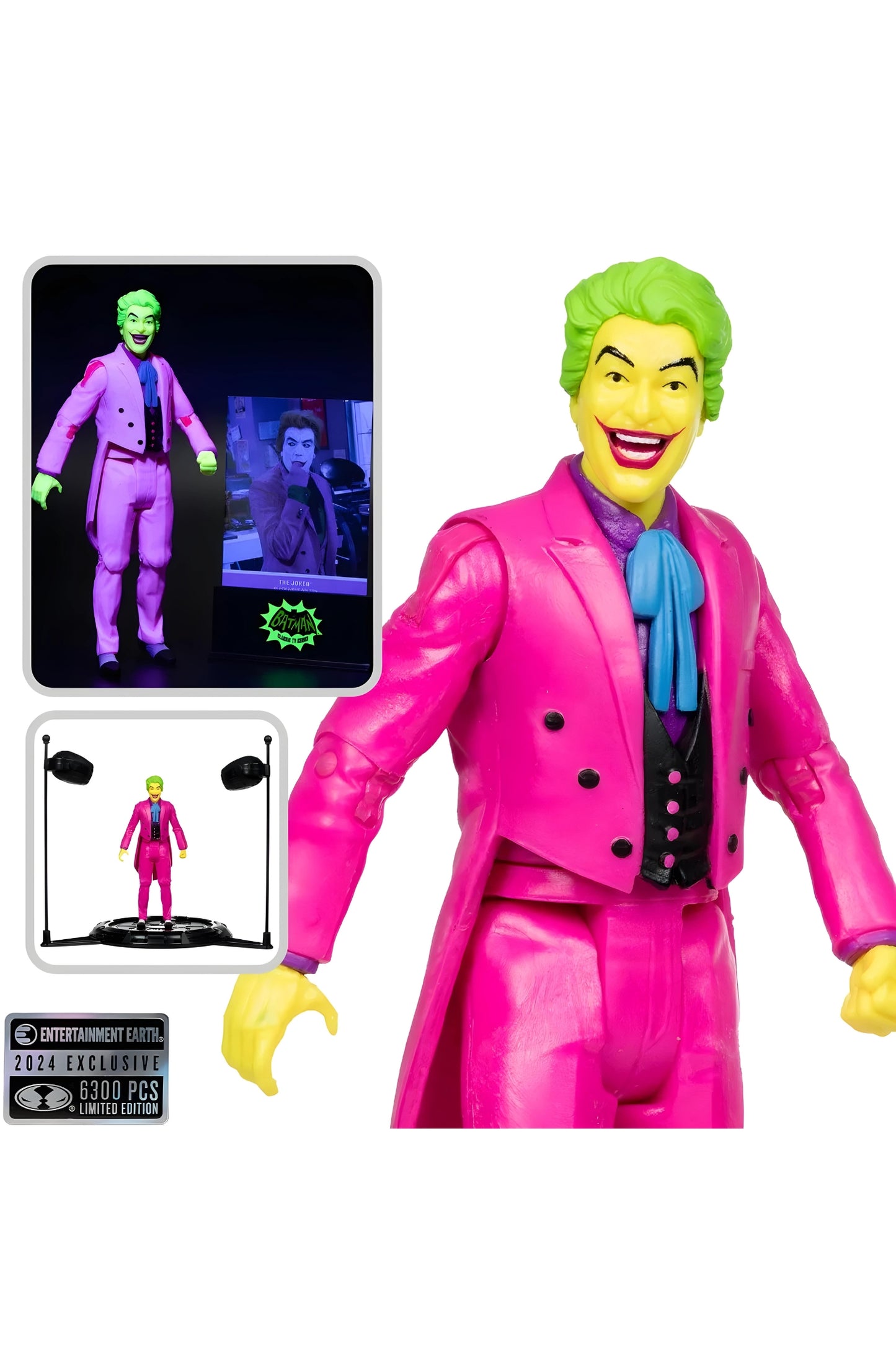 DC Retro The Joker Batman: Classic TV Series Black Light Gold Label 6-Inch Action Figure - Entertainment Earth Exclusive