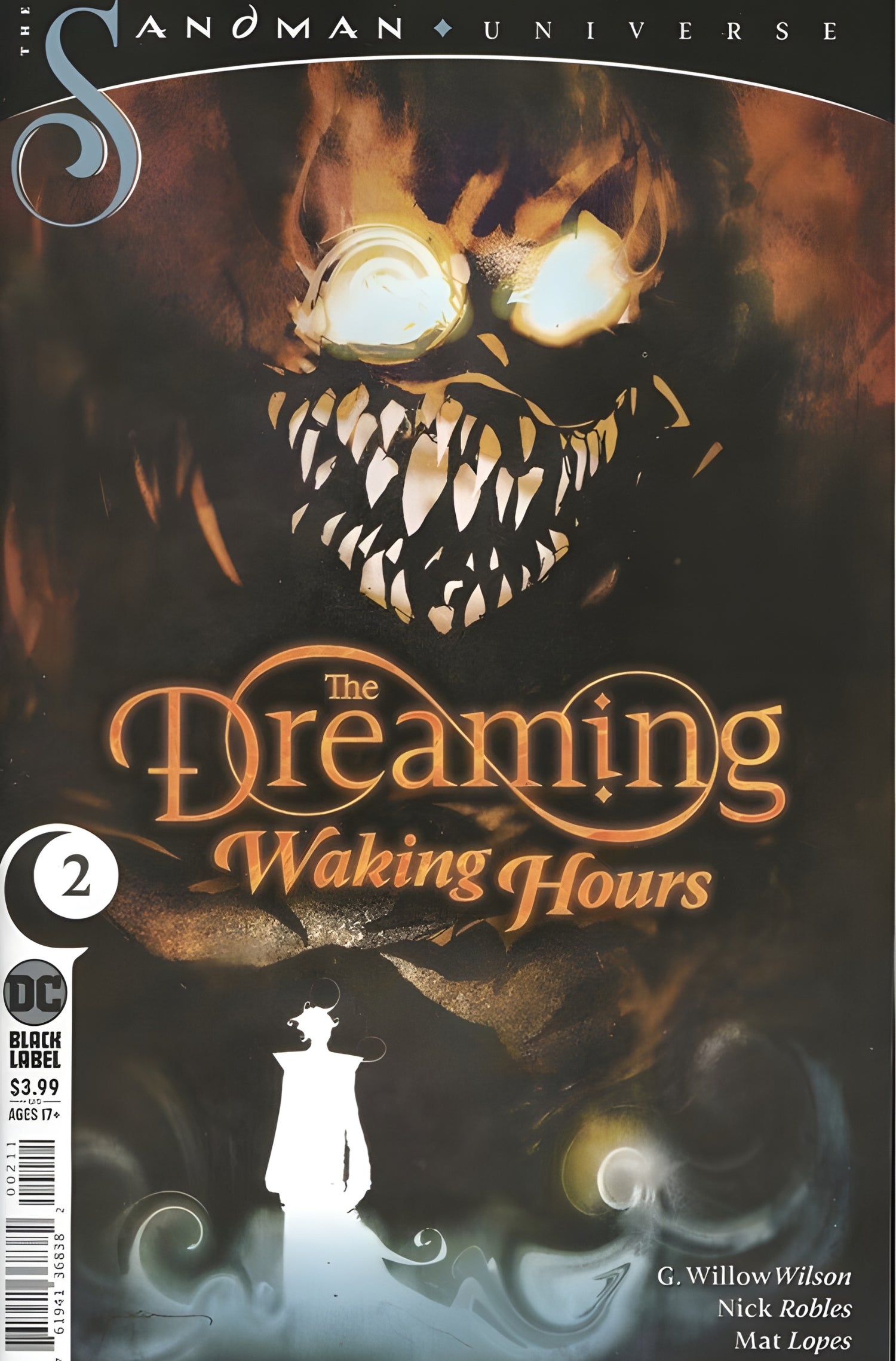 Comic book cover of 'The Dreaming Waking Hours' with a dark and eerie design.