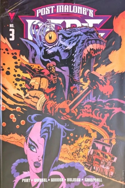 Comic book cover featuring a creature and a person with a dark background