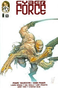 Comic book cover titled 'Cyber Force' featuring a muscular figure with a gun.