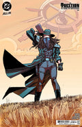 Comic book cover featuring a character in a superhero costume with a large clock in the background.